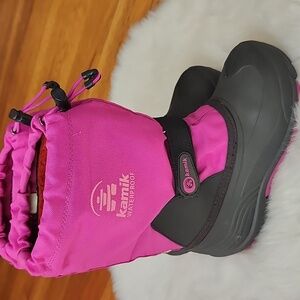 Kamik Pink and Black Waterproof Boots, Size 2